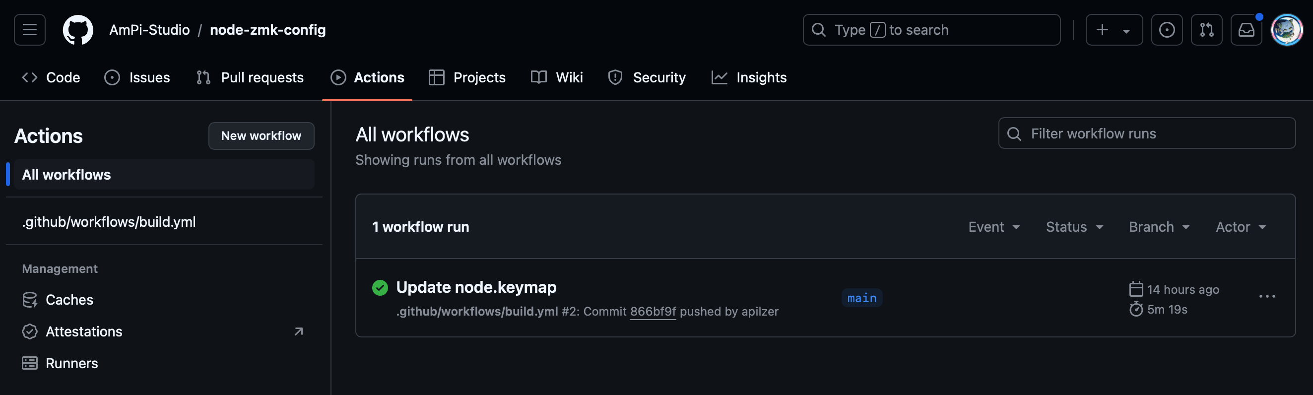 GitHub Actions Page